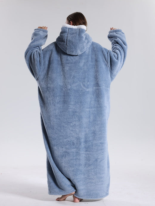 Wearable Blanket Hoodie, Oversized Soft Hooded Blanket with Sleeves & Pocket, One Size