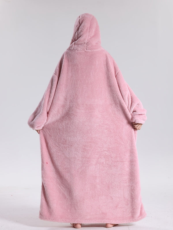 Wearable Blanket Hoodie, Oversized Soft Hooded Blanket with Sleeves & Pocket, One Size