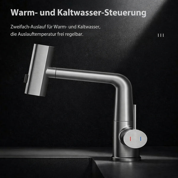 Pull Out Kitchen Faucet, 360 Degree Swivel Sink Faucet with 5 Spray Modes & LED Temperature Display