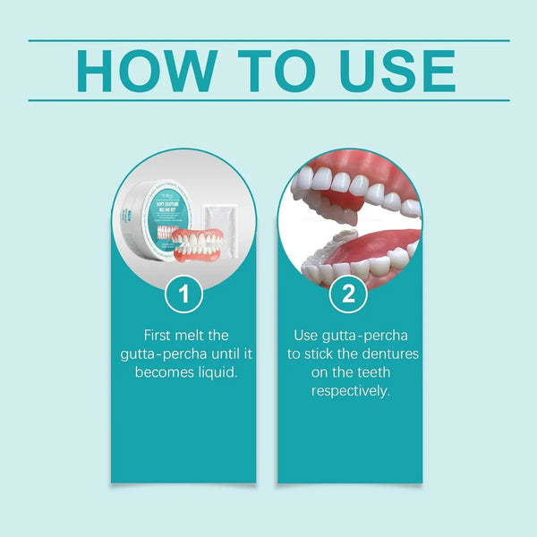 Water Resistant Silicone Dentures, Soft Cosmetic Denture Kit for Natural-Looking All-Day Wear