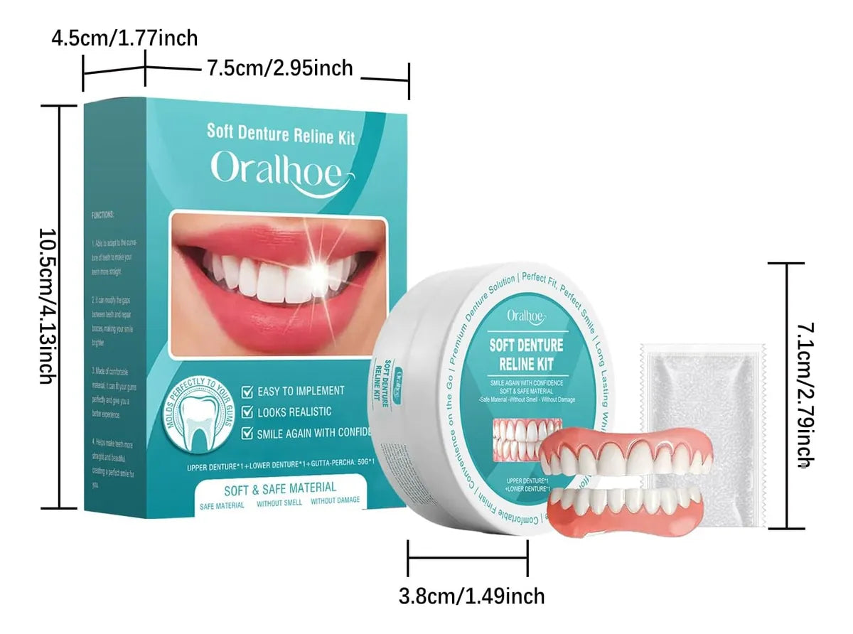 Water Resistant Silicone Dentures, Soft Cosmetic Denture Kit for Natural-Looking All-Day Wear – photo 8