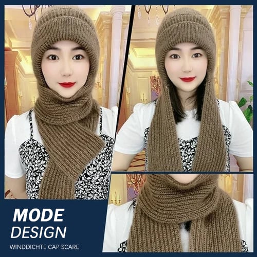 Knit Balaclava, Fleece-Lined Winter Beanie Scarf with Face, Ear & Neck Cover for Men and Women