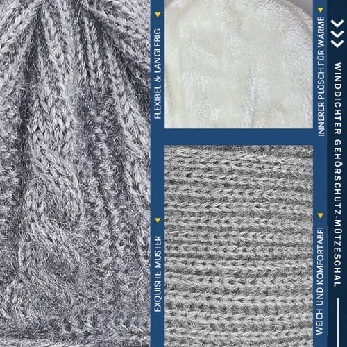 Knit Balaclava, Fleece-Lined Winter Beanie Scarf with Face, Ear & Neck Cover for Men and Women