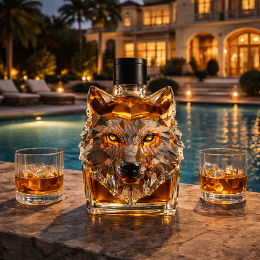 Wolf Whiskey Decanter, Decorative Wolf Head Liquor Bottle for Home Bar & Nature Lovers