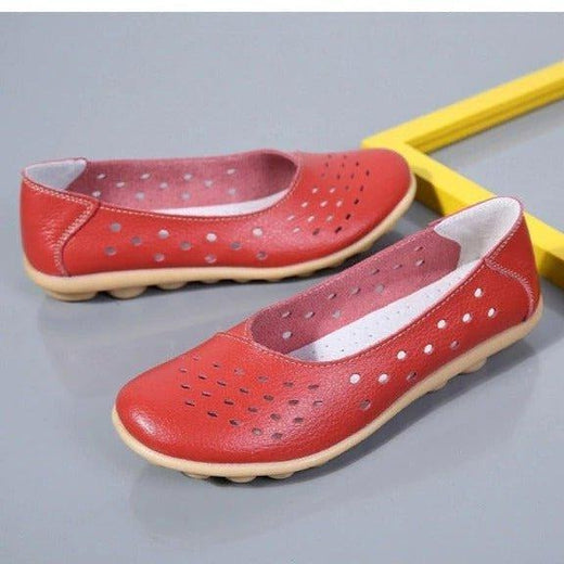 Wide Fit Loafers for Women, Genuine Leather Slip-On Flats with Wide Toe Box & Cushioned Insole