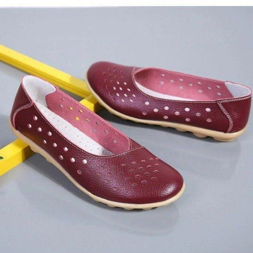 Wide Fit Loafers for Women, Genuine Leather Slip-On Flats with Wide Toe Box & Cushioned Insole
